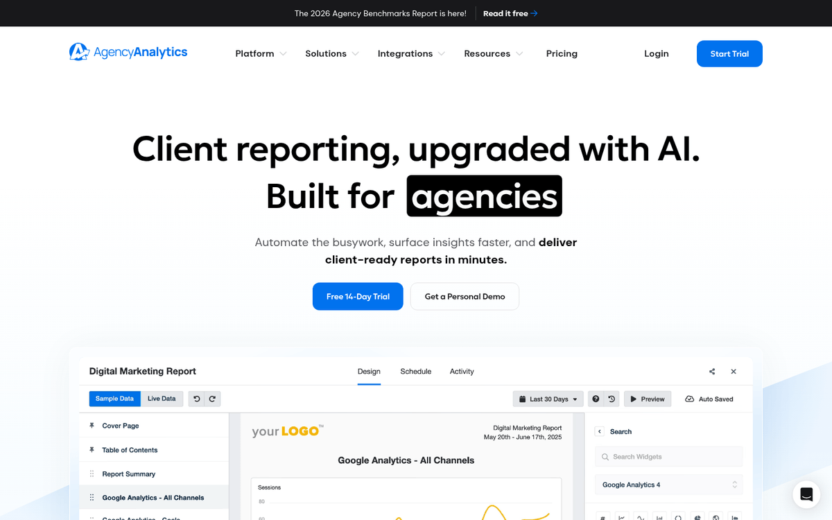 AgencyAnalytics dashboard and reporting software templates